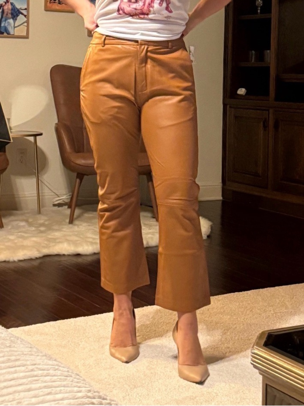 Avec Les Filles Brown Real Leather Pants